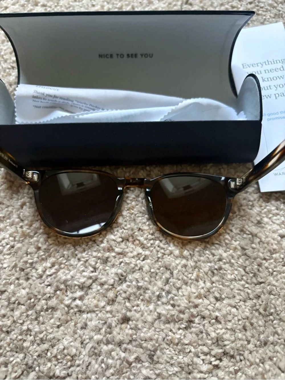 NEW Warby Parker Percey Sunglasses Striped Sassafras Tortoise Brown Medium